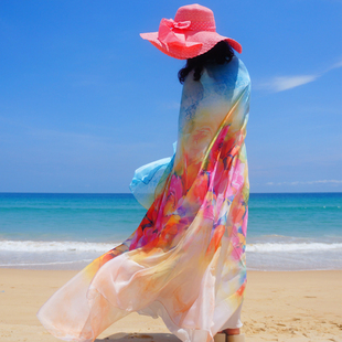 微瑕疵沙滩巾超大夏季防晒丝巾雪纺纱巾披肩，三亚海边海南旅游遮阳