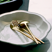 5折生活原本里昂系列哑光不锈钢餐具餐餐叉餐勺优雅金