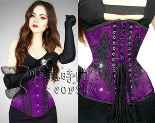 紫色束腰宫廷马甲收腹束身衣，corset钢骨束身衣，瘦身束腹衣女式