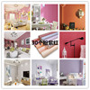 浅紫色壁纸墙纸卧室客厅电视，墙儿童房公主，粉简约无纺布北欧