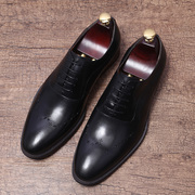 英伦风男鞋意大利布洛克款式巴洛克雕花系带手工鞋商务正装真皮鞋