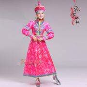 高档女款蒙古族演出服装，传统蒙古袍女长款蒙古衣服草原迎宾服蒙族