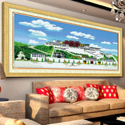 蒙娜丽莎十字绣客厅大画西藏拉萨布达拉宫藏族宫殿清真言满绣