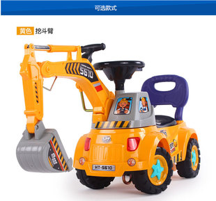 儿童挖土机可坐可骑挖掘机玩具宝宝滑行小孩四轮工程车1-5岁