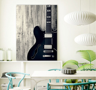 音乐教室挂画玄关壁画竖版现代简约单幅无框画艺术墙画吉他装饰画