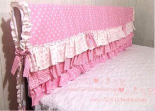 田园水玉圆点粉色床头罩床盖床头防尘罩定制