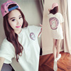 韩版女装学生夏季短袖，t恤中长款连衣裙，宽松可爱猫咪印花衫潮