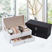碳纤维双层手表盒首饰收纳盒，欧式公主多格韩国饰品收拾整理盒礼物