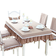 餐桌布布艺桌套美式欧式田园椅套格子，套装简约现代地中海