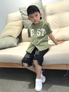 2018夏季男童韩版棒球服3岁儿童，中小童短袖t8岁字母绣花开衫