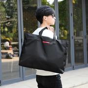 韩版简约托特旅行包小容量大短途防水尼龙布男手提行李袋女黑色潮