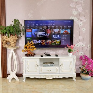 欧式现代简约田园白色客厅，电视柜组合地柜韩式电视机柜实木家具
