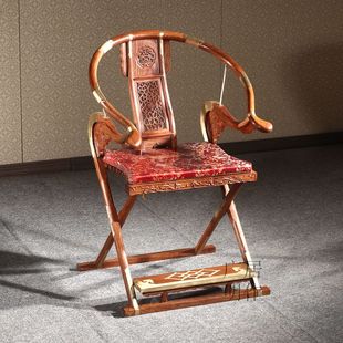 红木家具刺猬紫檀头把交椅非洲花梨木圈椅围椅实木中式折叠休闲椅