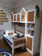 衣柜床品牌家具icoo1米，书架床带书柜，实木家具儿童家具品牌家具