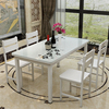 折扣简约现代钢化玻璃餐桌椅组合小户型，餐桌四六椅长方形饭桌