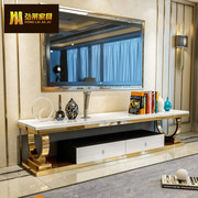 不锈钢后现代金色大理石电视柜，现代简约电视柜茶几，组合客厅地柜