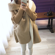 2016韩版秋冬女装，外套羊羔毛大码宽松毛衣，中长款加绒加厚开衫