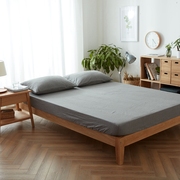 日式无印良品床笠单件全棉床垫保护套床罩纯色水洗棉被单纯棉床单