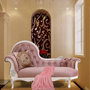 桦天下贵妃椅欧式新古典(新古典)布艺贵妃沙发，美式实木简约贵妃榻后现代贵