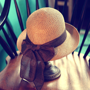 草帽太阳帽女夏天韩版卷边沙滩帽子，休闲百搭海边可折叠遮阳帽凉帽