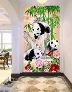 客厅过道走廊印花点钻十字绣钻石画满钻大熊猫竹子牡丹花玄关