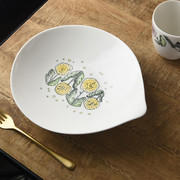 珈琏xh温柔的花-陶瓷，意面碗咖喱碗，沙拉碗手绘花瓣水滴形24cm