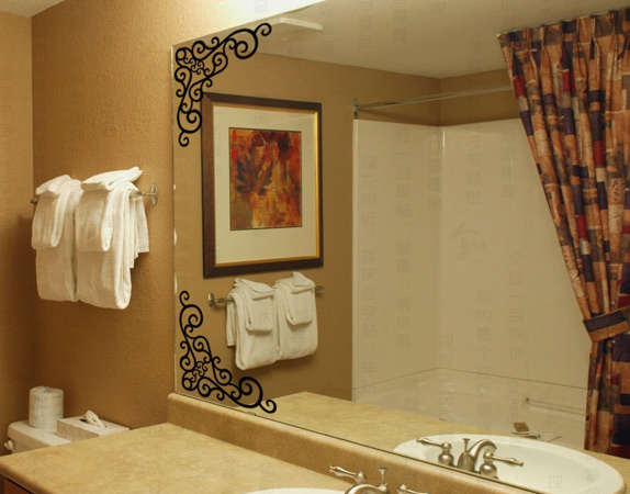 花纹边框 电视背景墙墙贴镜面马赛克蝴蝶竹子