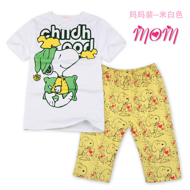 女童<em>睡衣亲子家庭装夏</em>款史努比短袖儿童<em>睡衣</em>套