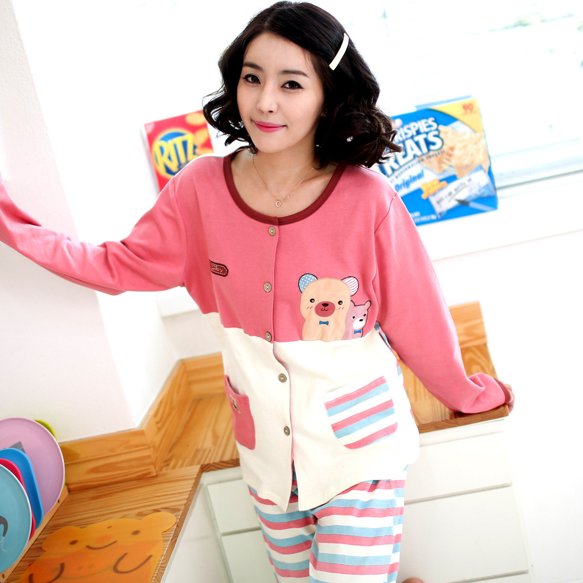 雪俐2014新品<em>春季纯棉</em>情侣<em>睡衣</em>家居服男<em>女士</em>
