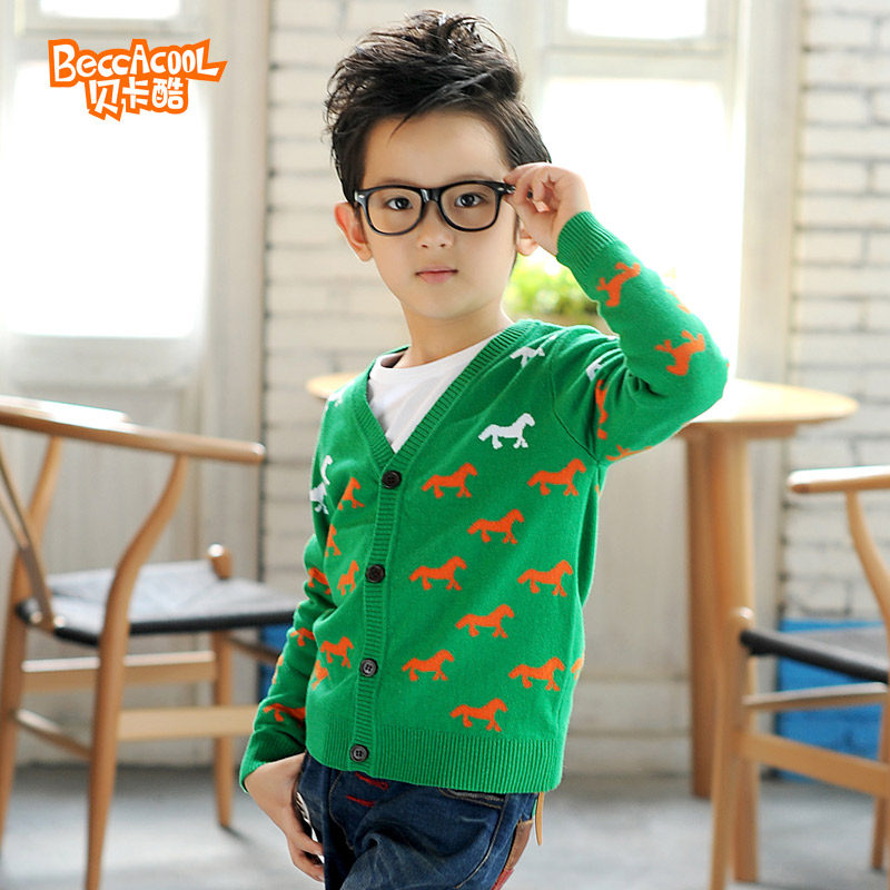 8男童纯棉毛衣<em>针织</em>9<em>开衫v字领</em>5秋冬款6儿童1