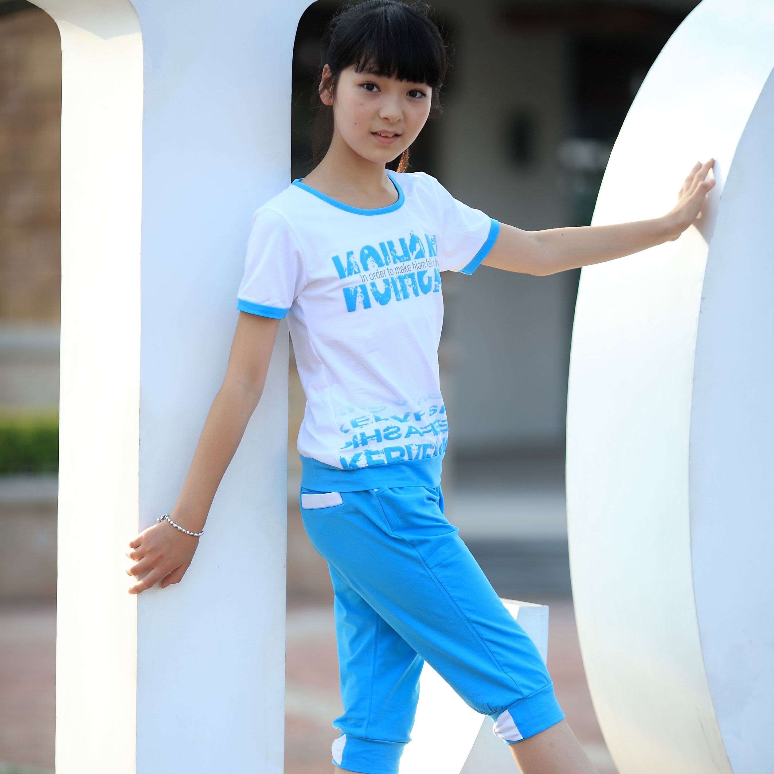 大童<em>13岁</em>女童装夏装<em>少女孩</em>初中生短袖<em>短裤</em>运