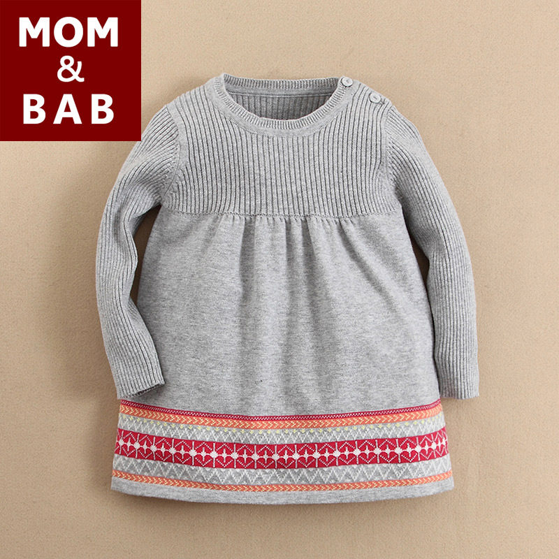 单婴儿长袖连衣裙女童全棉毛线裙子宝宝<em>毛衣</em>公