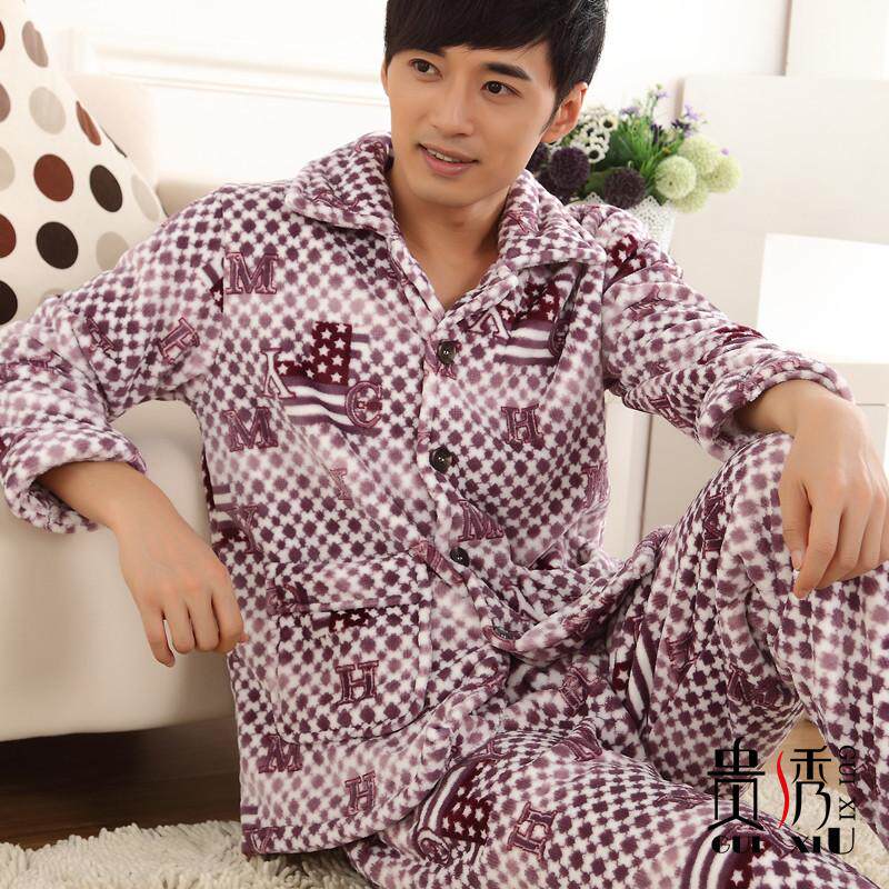 聚华算特价男式<em>睡衣</em>纯棉加厚<em>青少年睡衣男</em>长袖