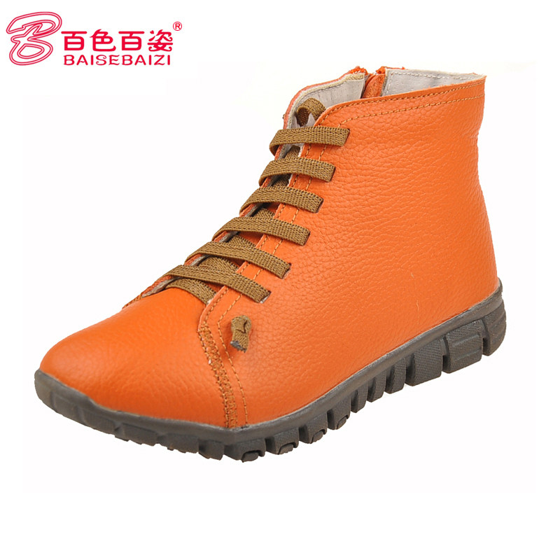 <em>百色百姿</em>新款<em>女鞋</em>牛皮拉链舒适短靴子B13QZ