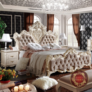 约翰华兰 法式家具 欧式床 实木 双人床 布艺床1.8米 特价 9802